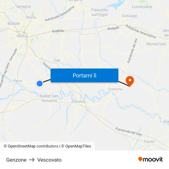 Genzone to Vescovato map