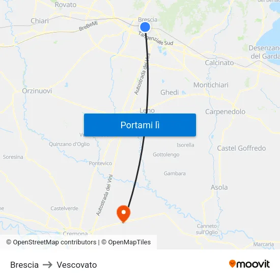 Brescia to Vescovato map