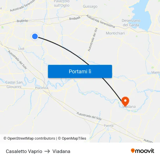 Casaletto Vaprio to Viadana map