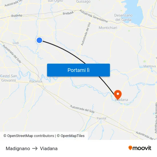 Madignano to Viadana map