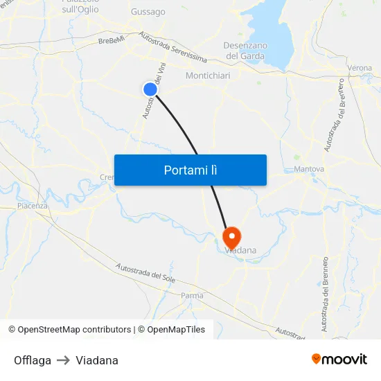 Offlaga to Viadana map