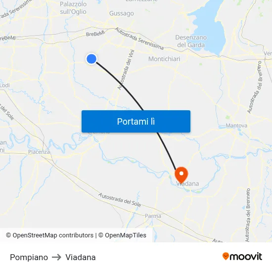 Pompiano to Viadana map