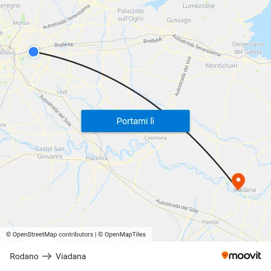Rodano to Viadana map