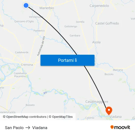 San Paolo to Viadana map