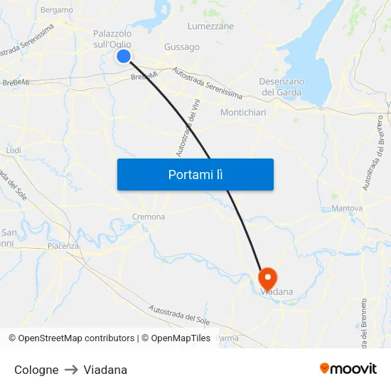 Cologne to Viadana map