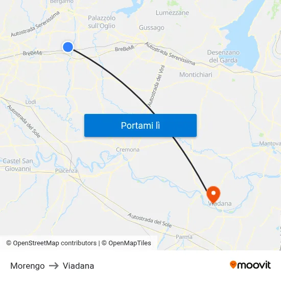 Morengo to Viadana map