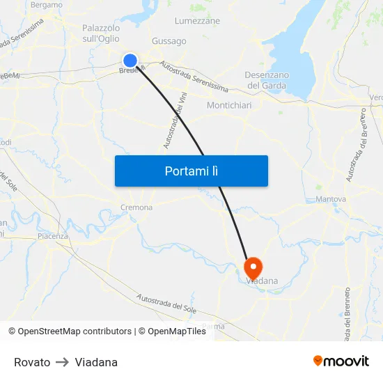 Rovato to Viadana map