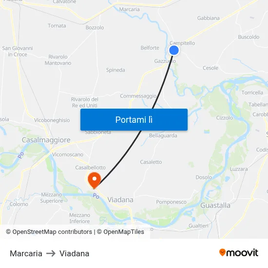 Marcaria to Viadana map