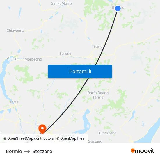 Bormio to Stezzano map