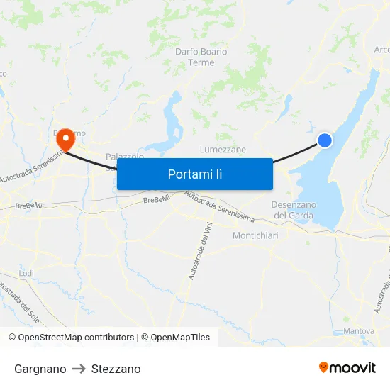 Gargnano to Stezzano map
