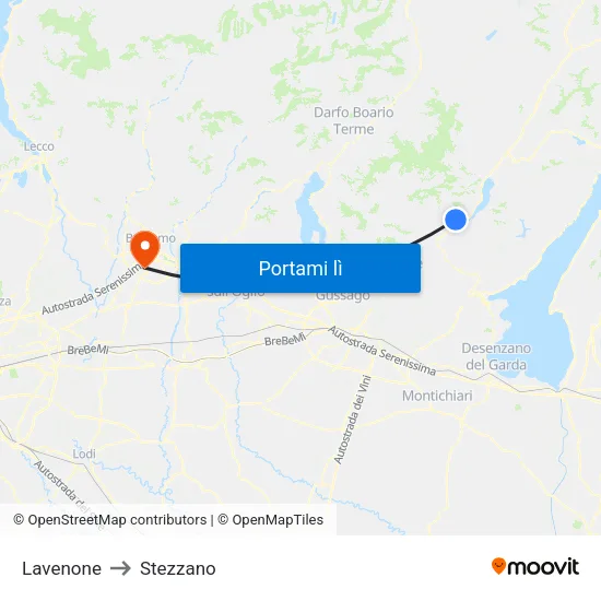 Lavenone to Stezzano map