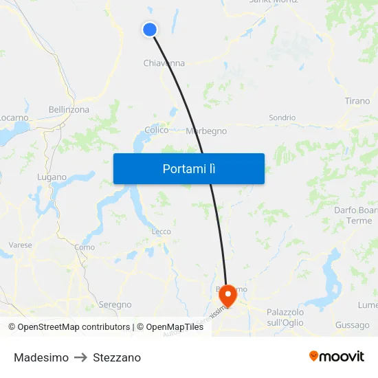 Madesimo to Stezzano map