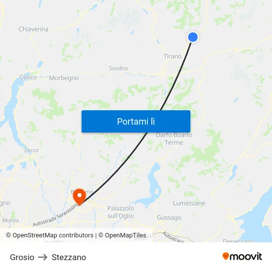 Grosio to Stezzano map