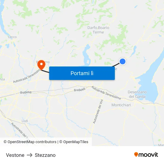 Vestone to Stezzano map