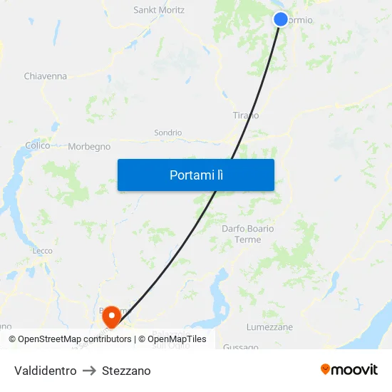Valdidentro to Stezzano map