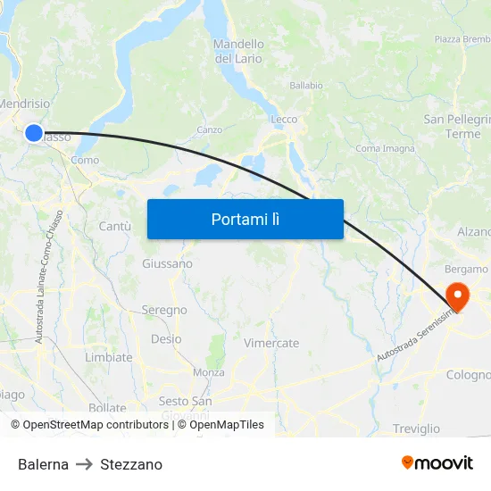 Balerna to Stezzano map