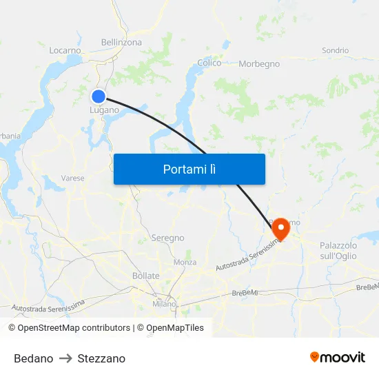 Bedano to Stezzano map