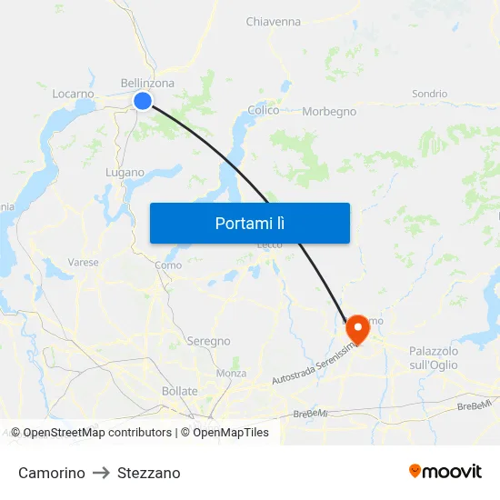 Camorino to Stezzano map