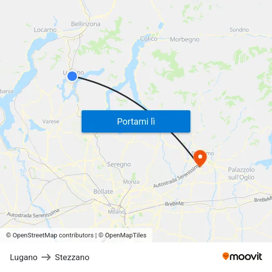 Lugano to Stezzano map