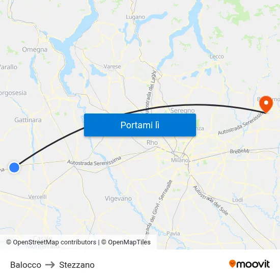 Balocco to Stezzano map