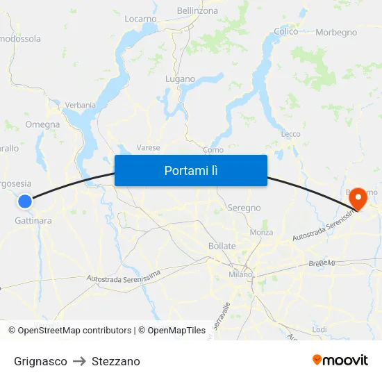 Grignasco to Stezzano map
