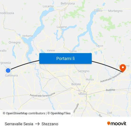 Serravalle Sesia to Stezzano map