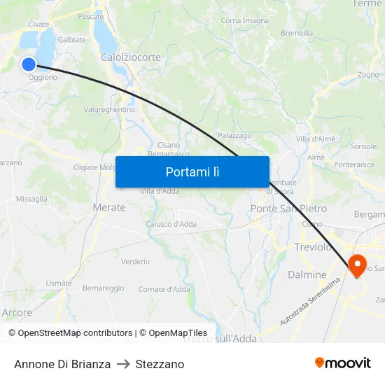 Annone Di Brianza to Stezzano map