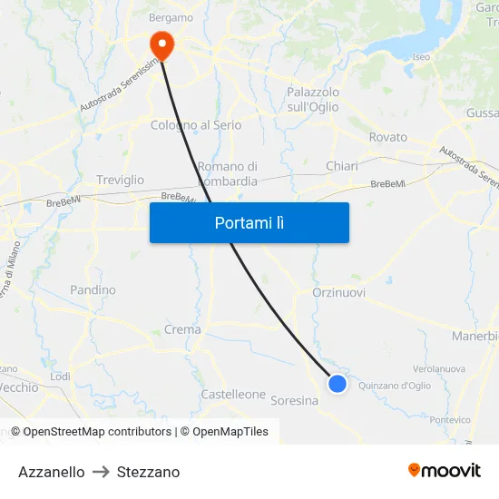 Azzanello to Stezzano map