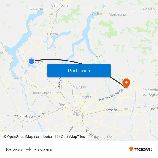 Barasso to Stezzano map