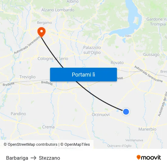 Barbariga to Stezzano map