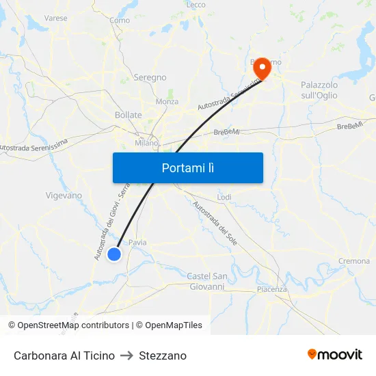 Carbonara Al Ticino to Stezzano map