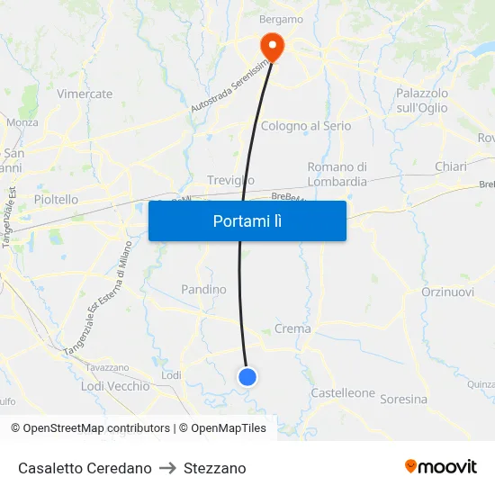 Casaletto Ceredano to Stezzano map