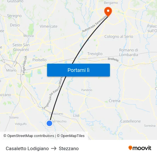 Casaletto Lodigiano to Stezzano map