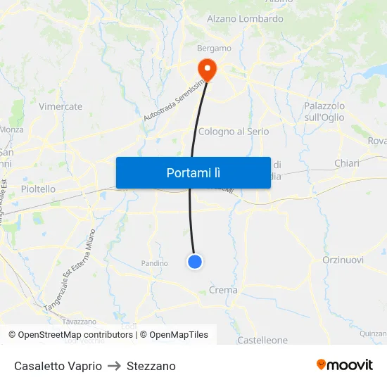 Casaletto Vaprio to Stezzano map