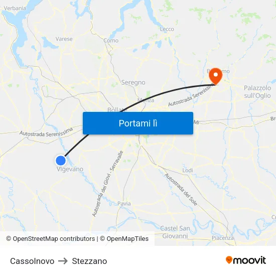 Cassolnovo to Stezzano map