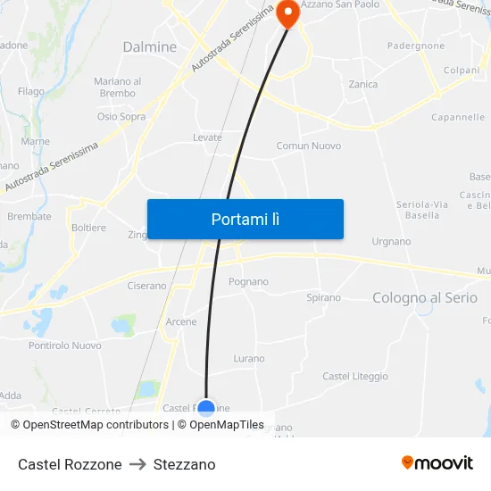 Castel Rozzone to Stezzano map