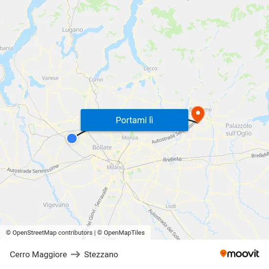 Cerro Maggiore to Stezzano map