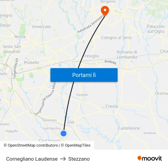 Cornegliano Laudense to Stezzano map