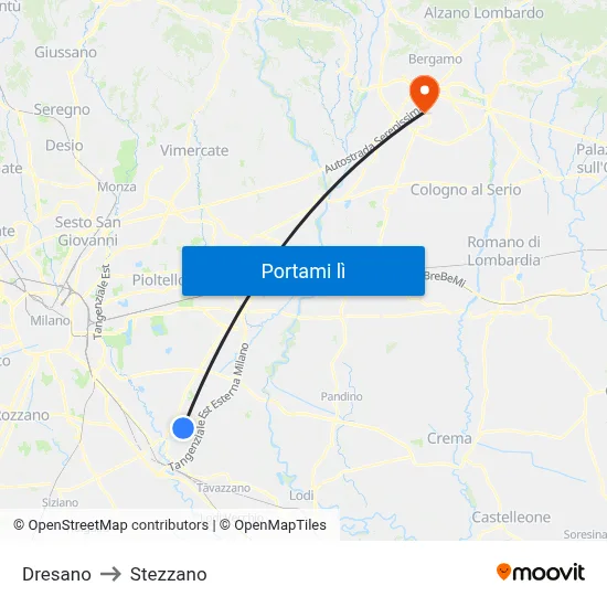 Dresano to Stezzano map
