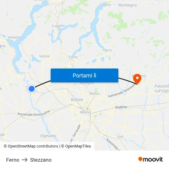 Ferno to Stezzano map