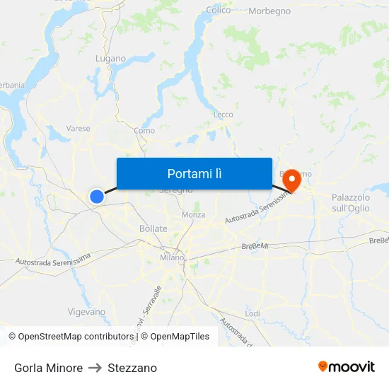 Gorla Minore to Stezzano map