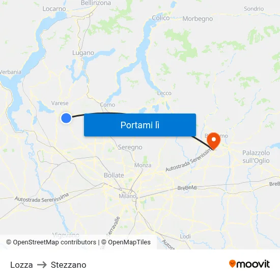 Lozza to Stezzano map