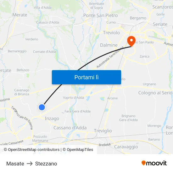 Masate to Stezzano map