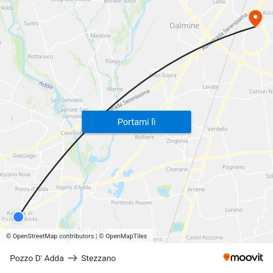 Pozzo D' Adda to Stezzano map