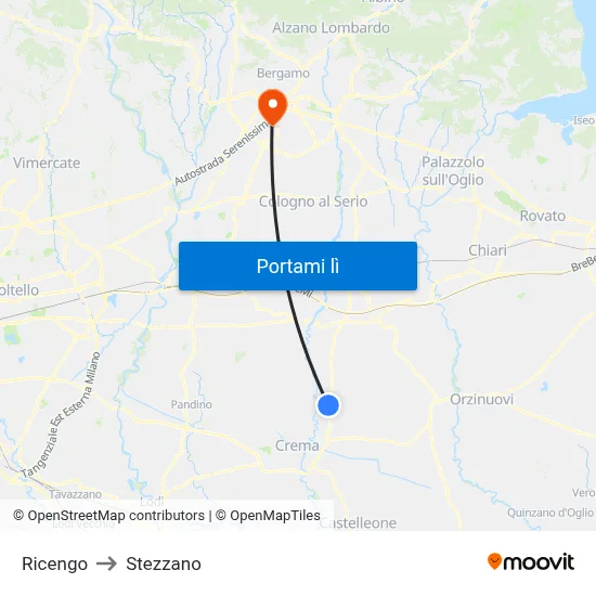 Ricengo to Stezzano map