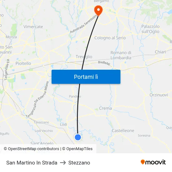 San Martino In Strada to Stezzano map