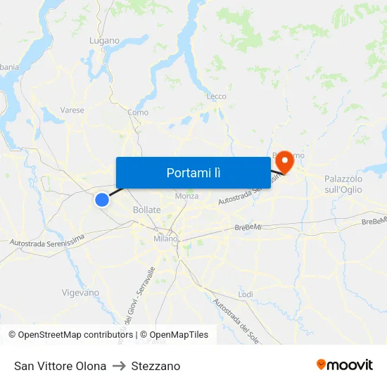 San Vittore Olona to Stezzano map