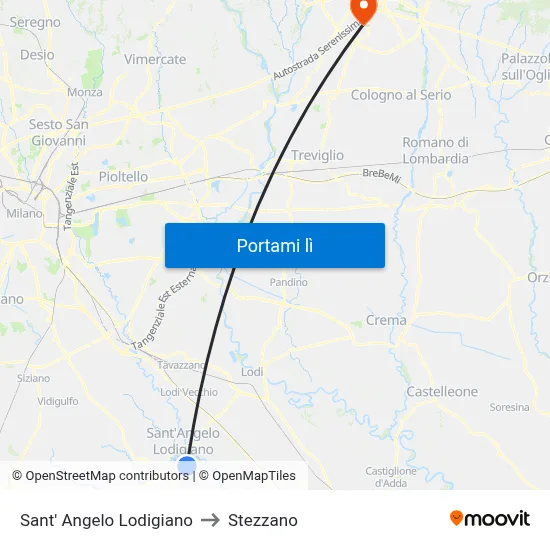 Sant' Angelo Lodigiano to Stezzano map