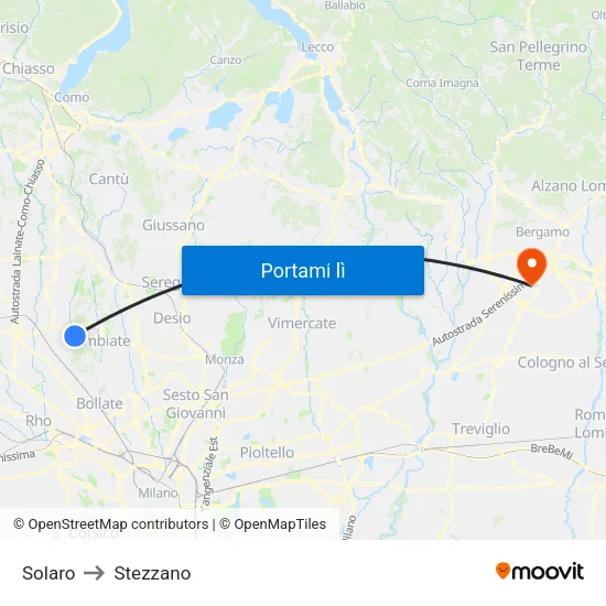 Solaro to Stezzano map