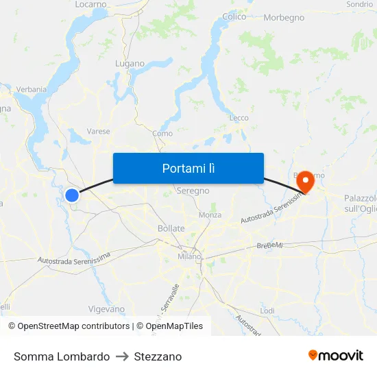 Somma Lombardo to Stezzano map
